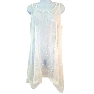 India Boutique Cream Fish Net Knit Swim Cover Dress OS Sequins Beach Pool